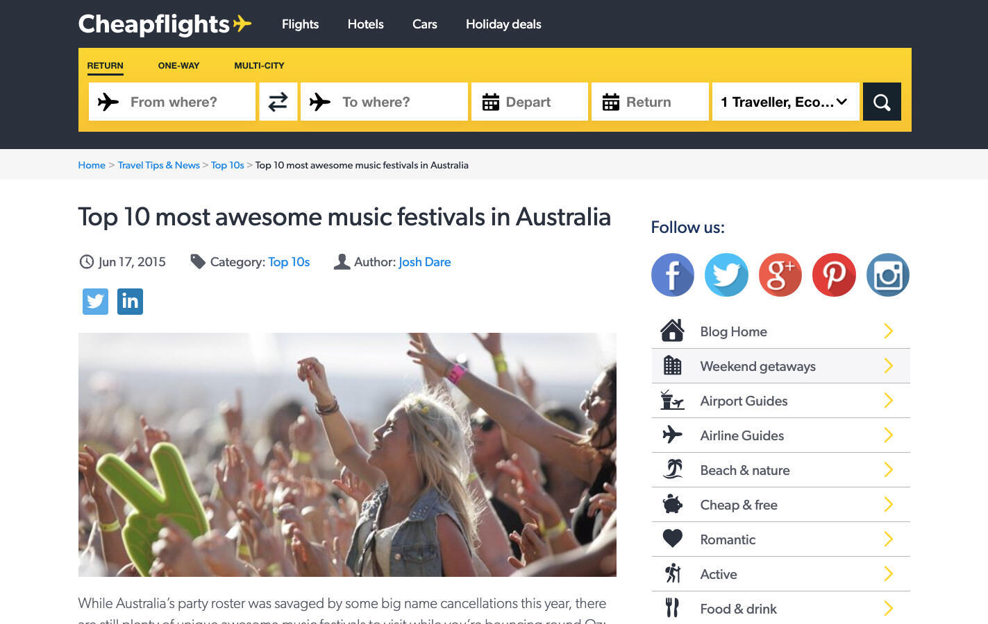 cheapflights.com.au: Top 10 most awesome music festivals in Australia
